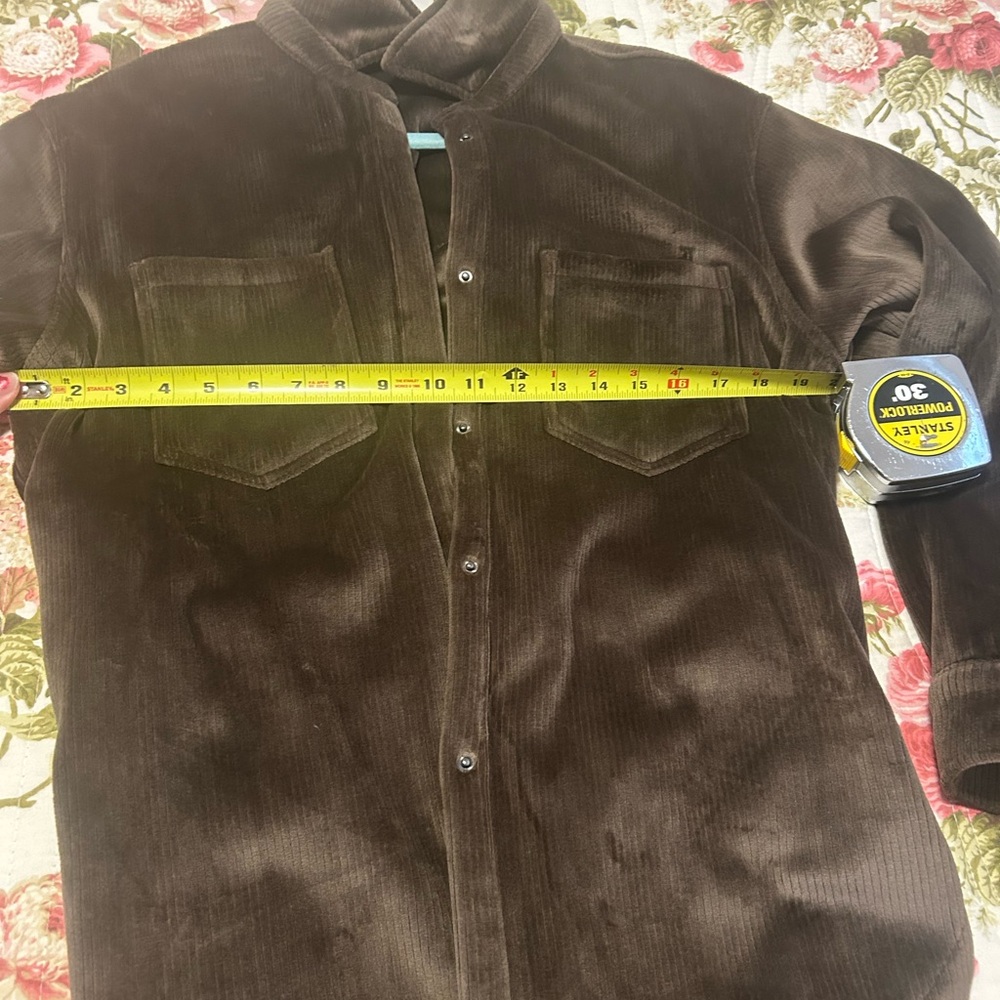Women’s Dark Brown Velor Corduroy Shirt Jacket - Picture 10 of 10